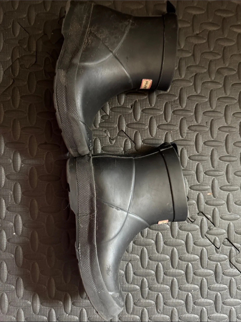 Hunter Kids Black Rain Boots with Logo Patch